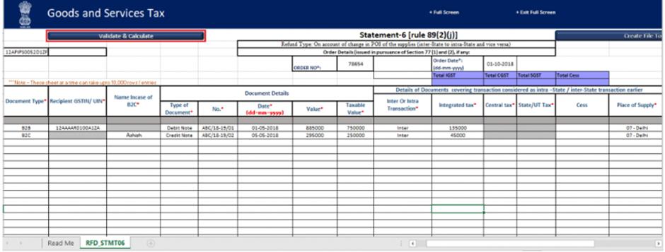 Tax paid on an intrastate supply