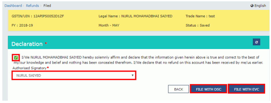 File RFD-01 using EVC or DSC